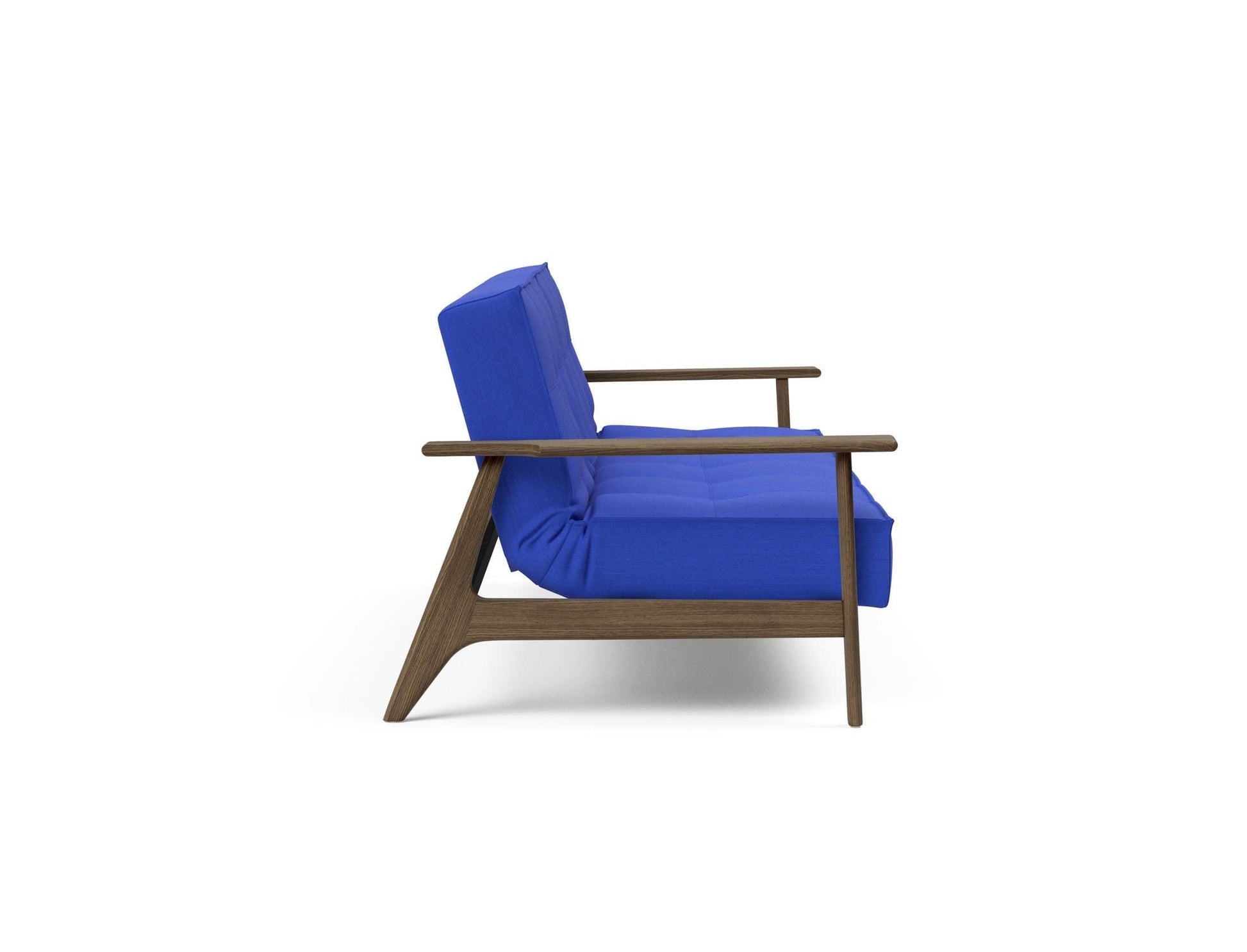 Divano letto con braccioli in legno e materasso a molle SplitBack Frej - 512 Elegance Ultramarine
