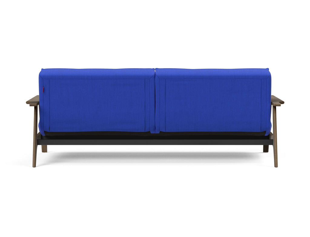 Divano letto con braccioli in legno e materasso a molle SplitBack Frej - 512 Elegance Ultramarine