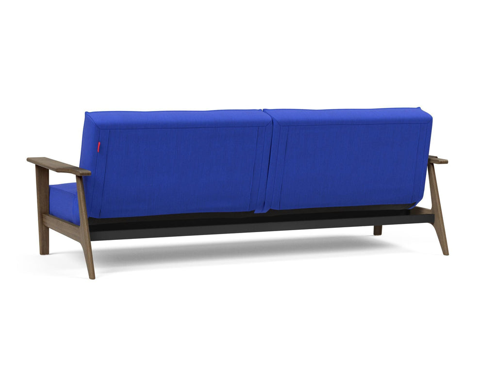 Divano letto con braccioli in legno e materasso a molle SplitBack Frej - 512 Elegance Ultramarine