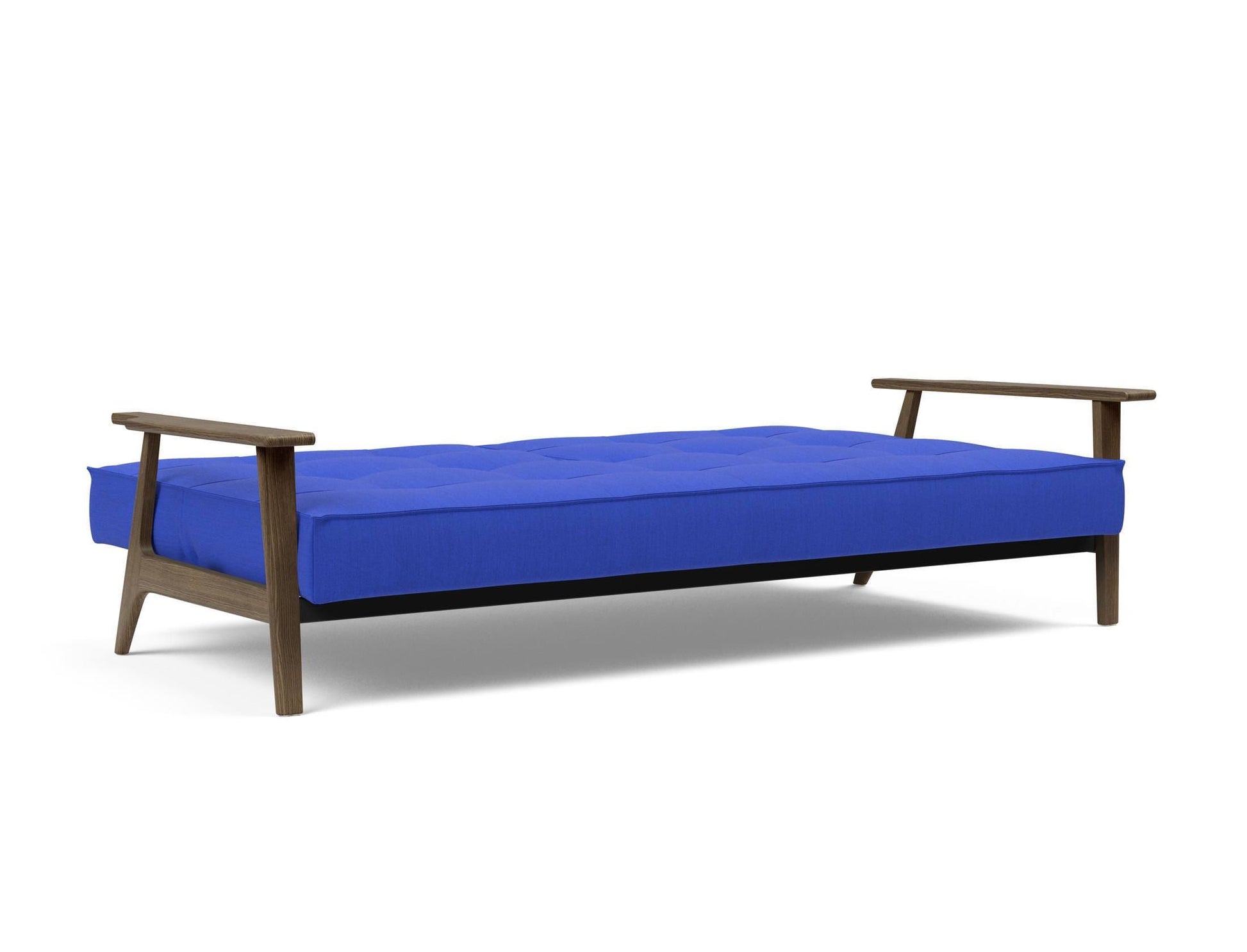 Divano letto con braccioli in legno e materasso a molle SplitBack Frej - 512 Elegance Ultramarine