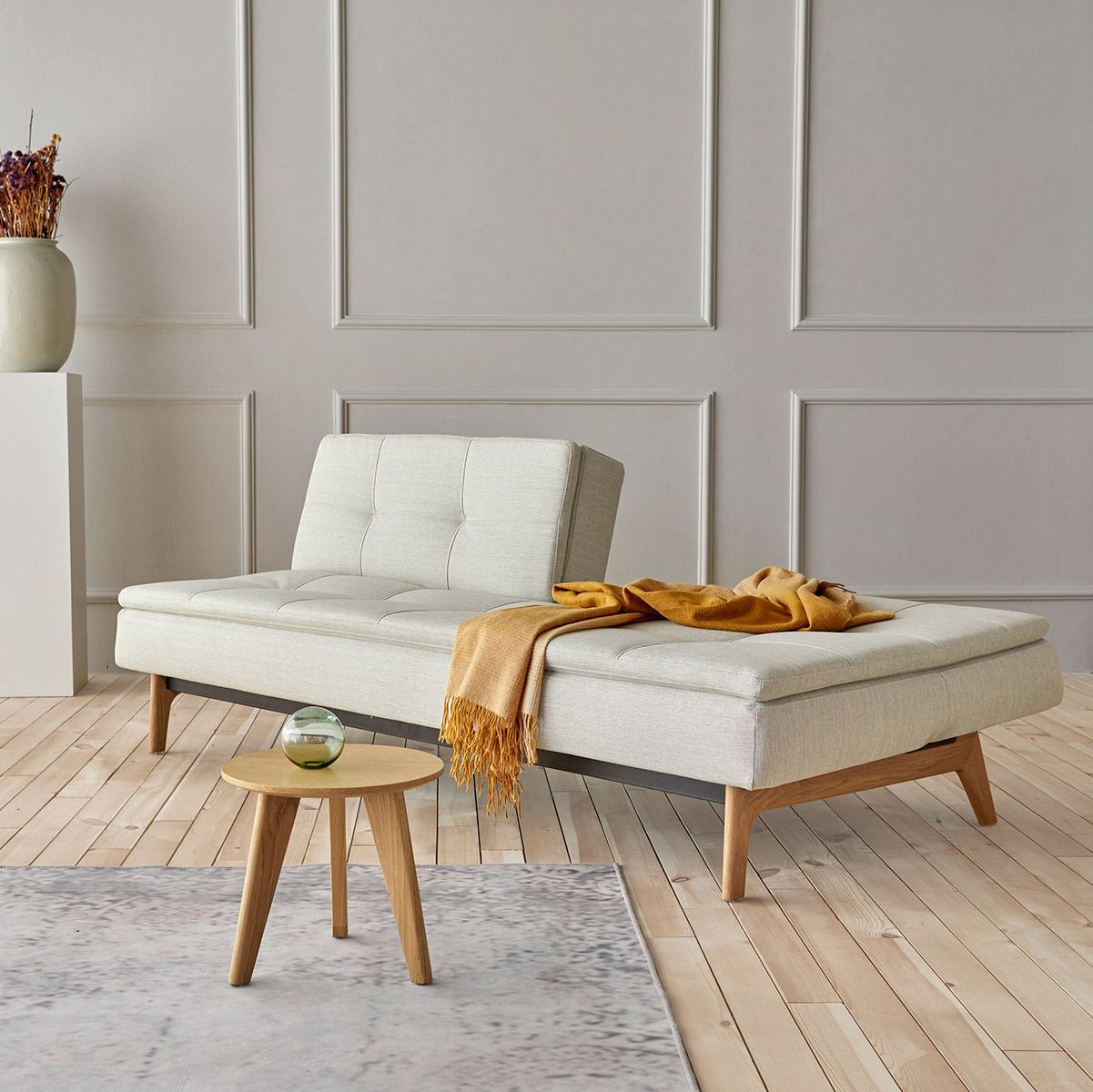 Divano letto una piazza e mezza design scandinavo 210 cm Dublexo - 527 Mixed Dance Natural