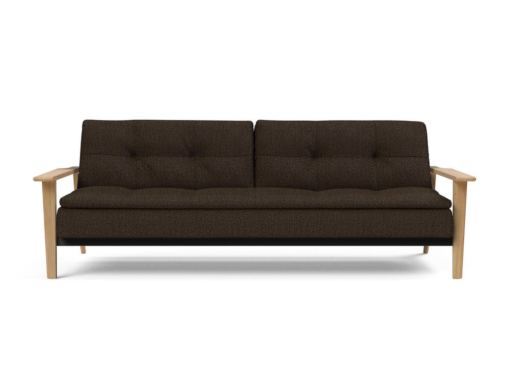 Divano letto comodo con braccioli in legno Dublexo Frej