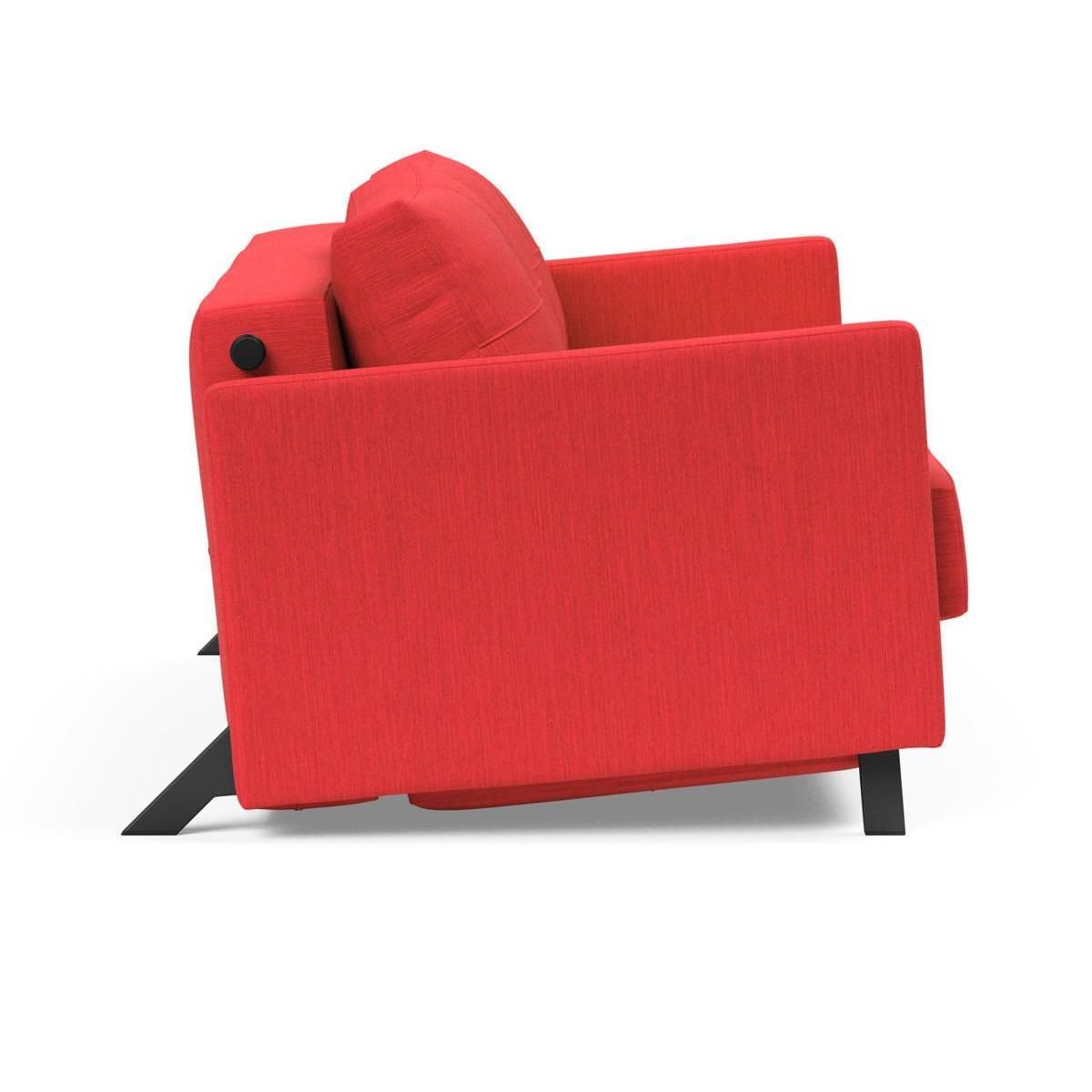 Divano letto Cubed Arm con braccioli convertibile salvaspazio 140 cm - 511 Elegance Red