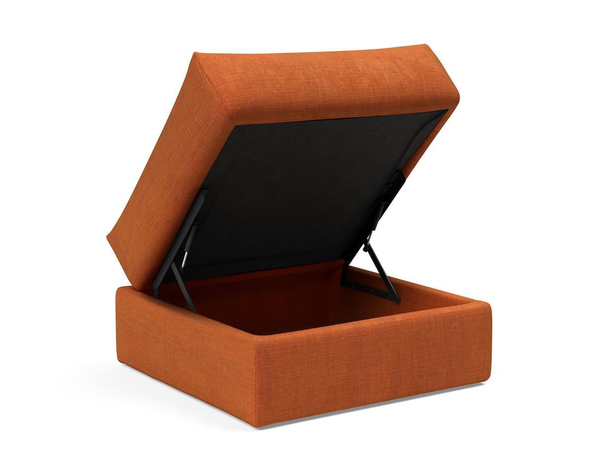 Pouf imbottito con contenitore salvaspazio Cornila