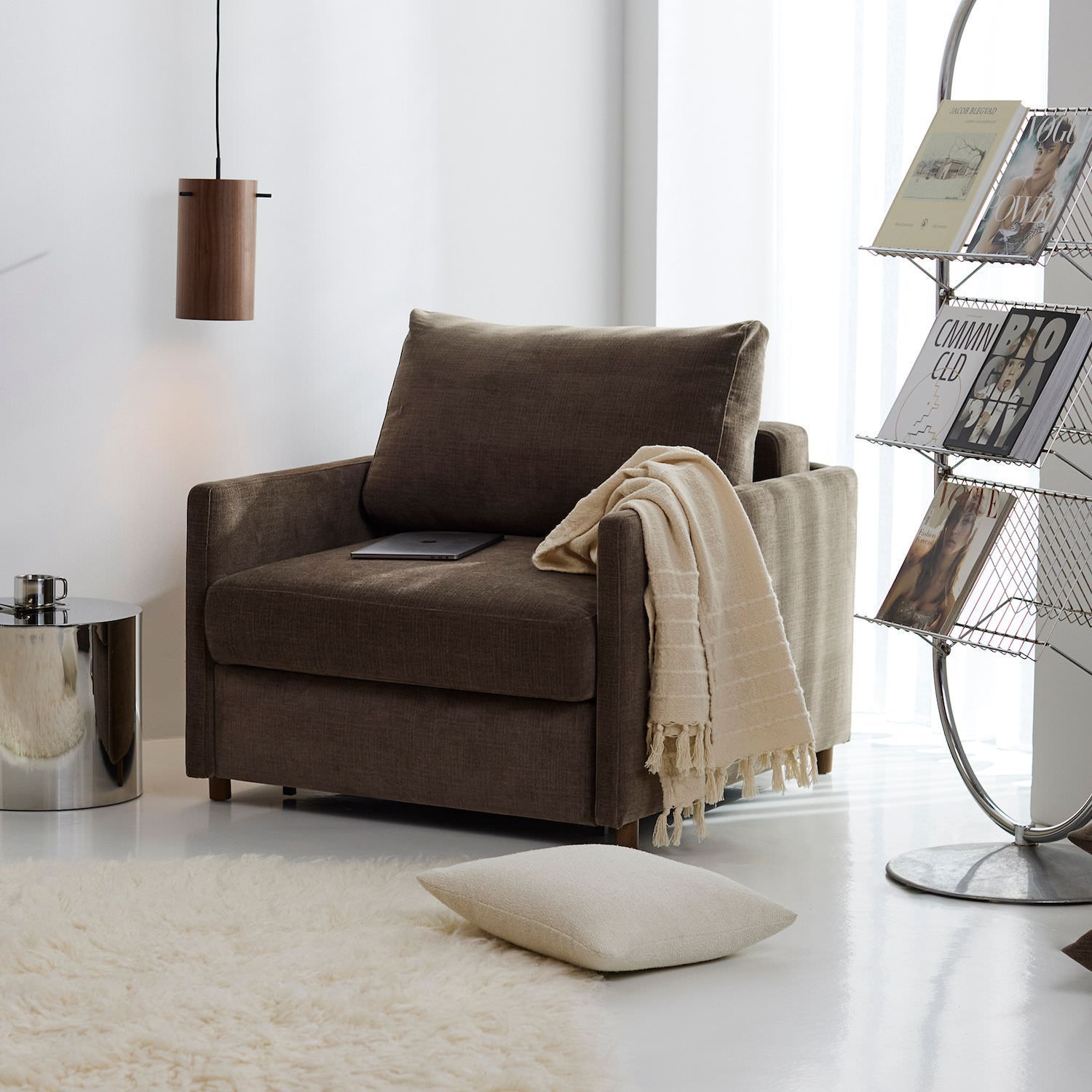 Poltrona letto con braccioli Neah Slim - 411 Esina Cedar Brown