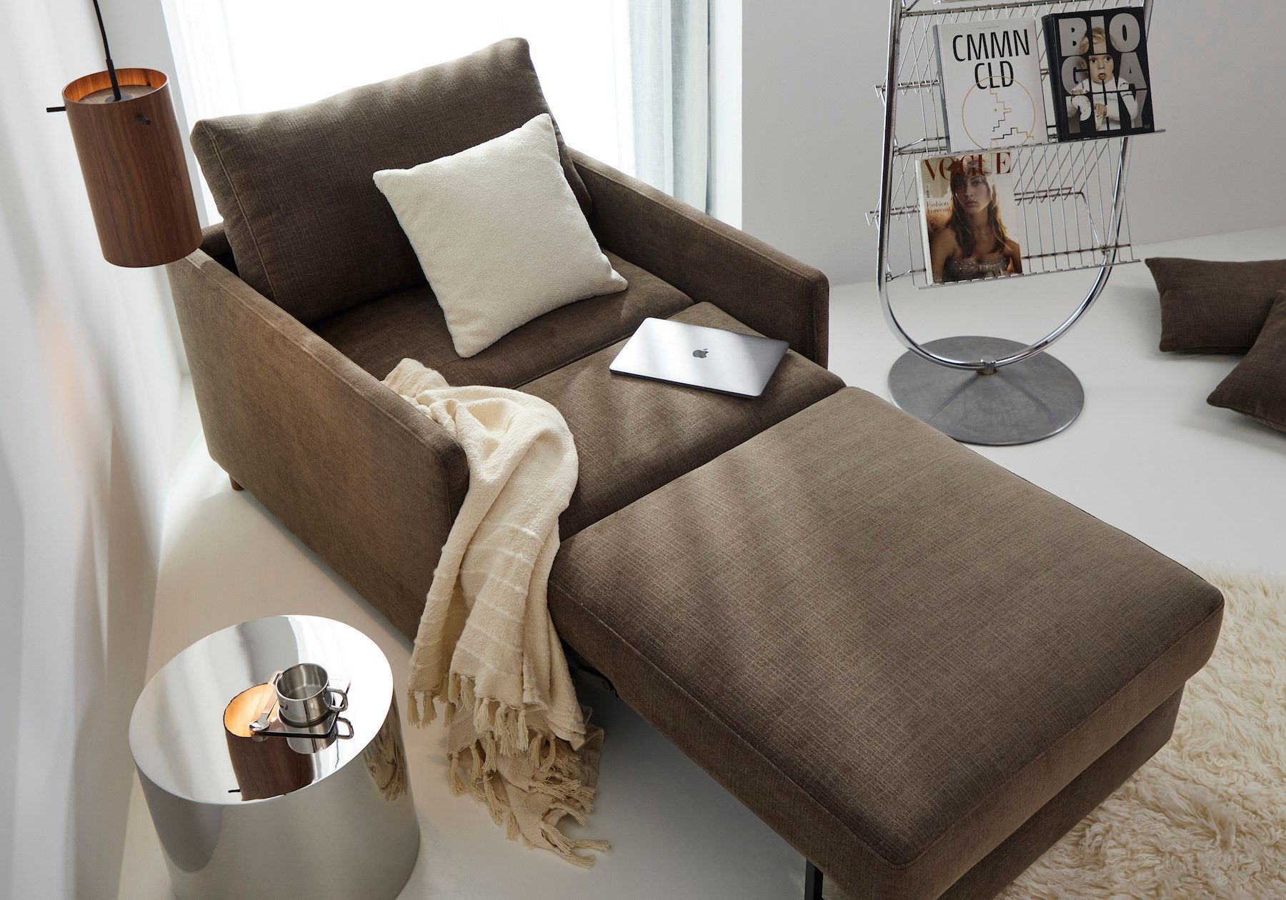 Poltrona letto con braccioli Neah Slim - 411 Esina Cedar Brown