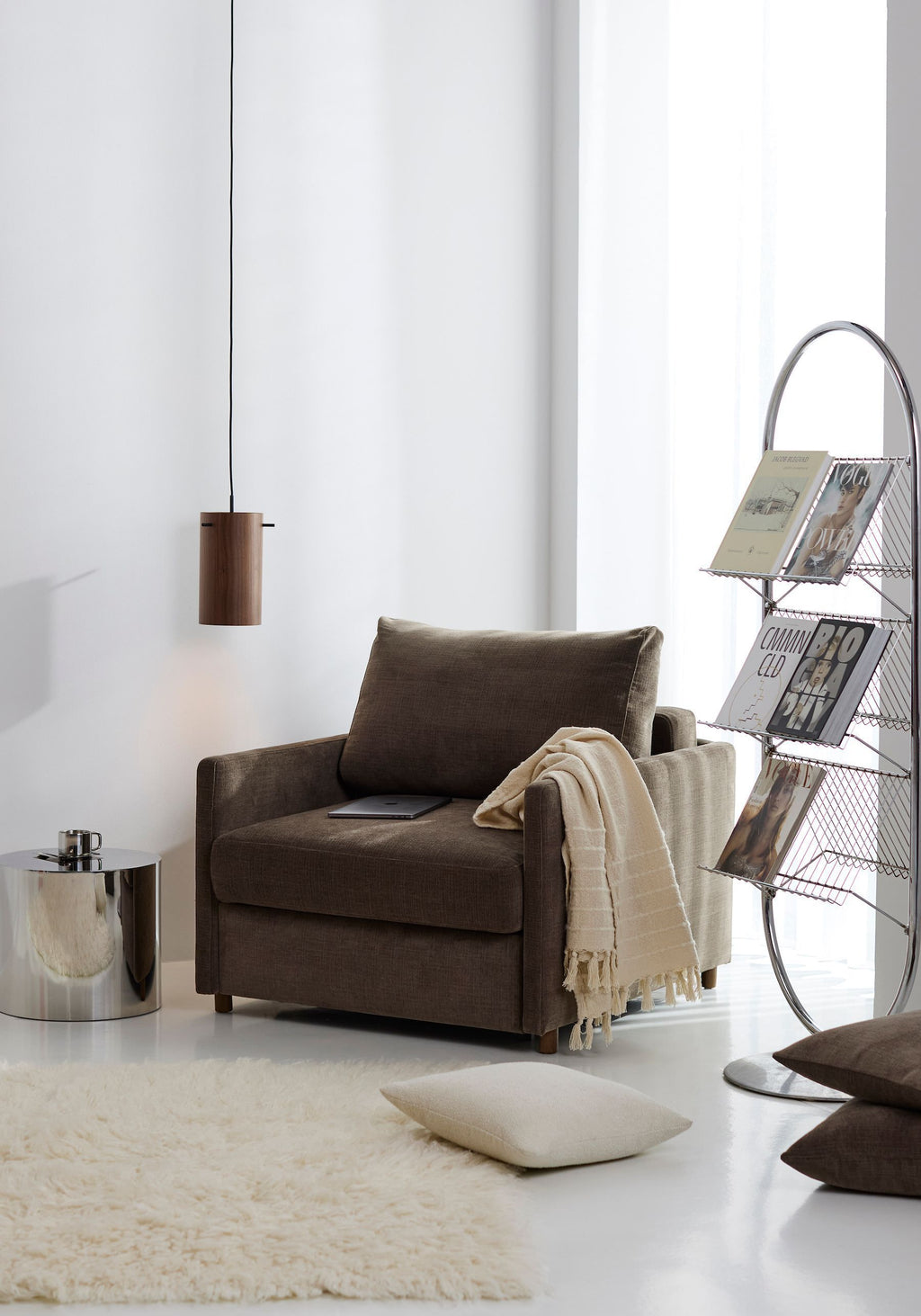 Poltrona letto con braccioli Neah Slim - 411 Esina Cedar Brown