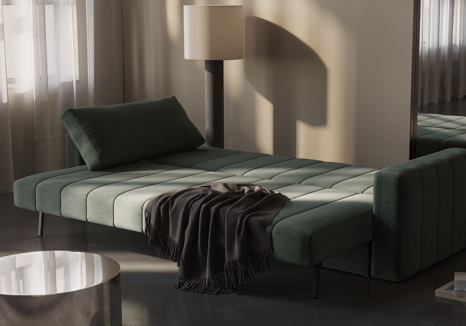 Divano letto matrimoniale con braccioli Akello Arms - 281 Avella Pine Green