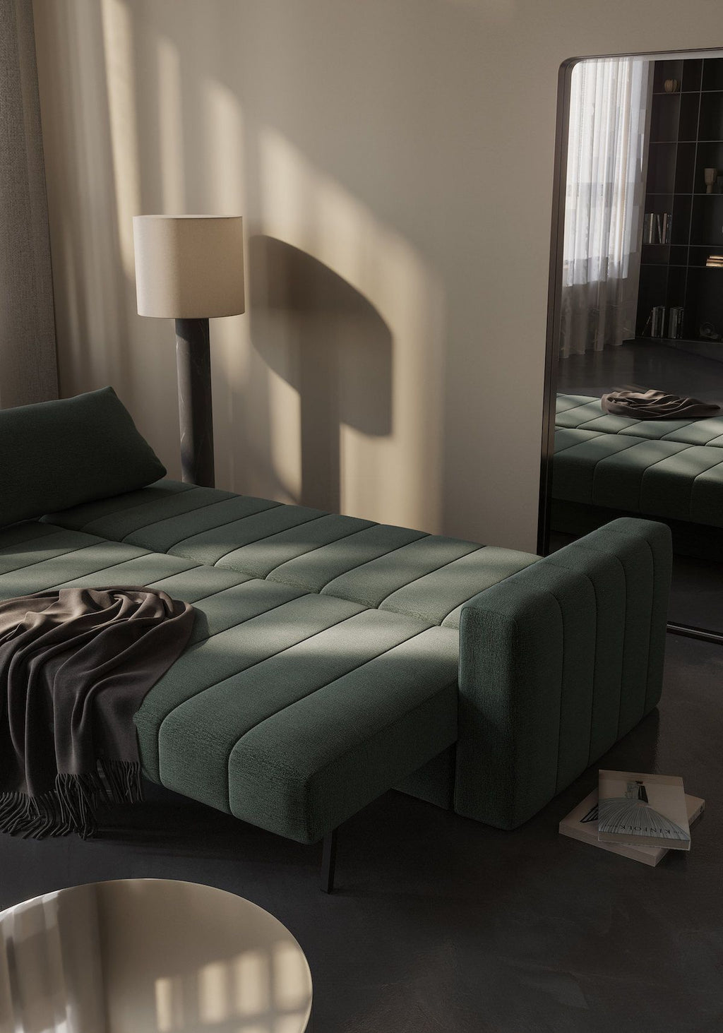 Divano letto matrimoniale con braccioli Akello Arms - 281 Avella Pine Green