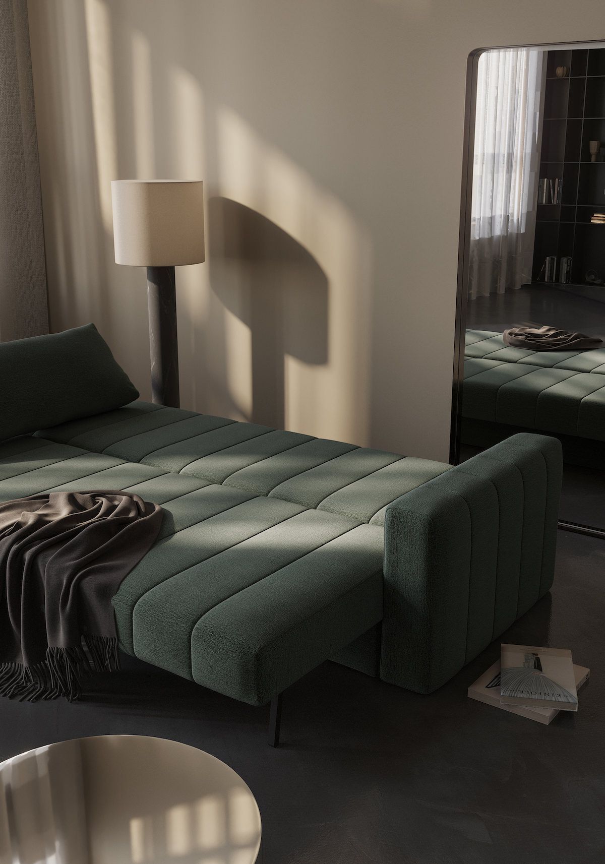 Divano letto matrimoniale con braccioli Akello Arms - 281 Avella Pine Green