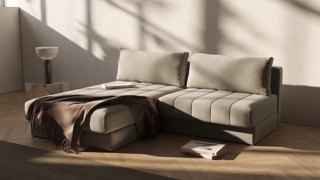 Divano letto matrimoniale con penisola Akello Lounger - 280 Avella Sand