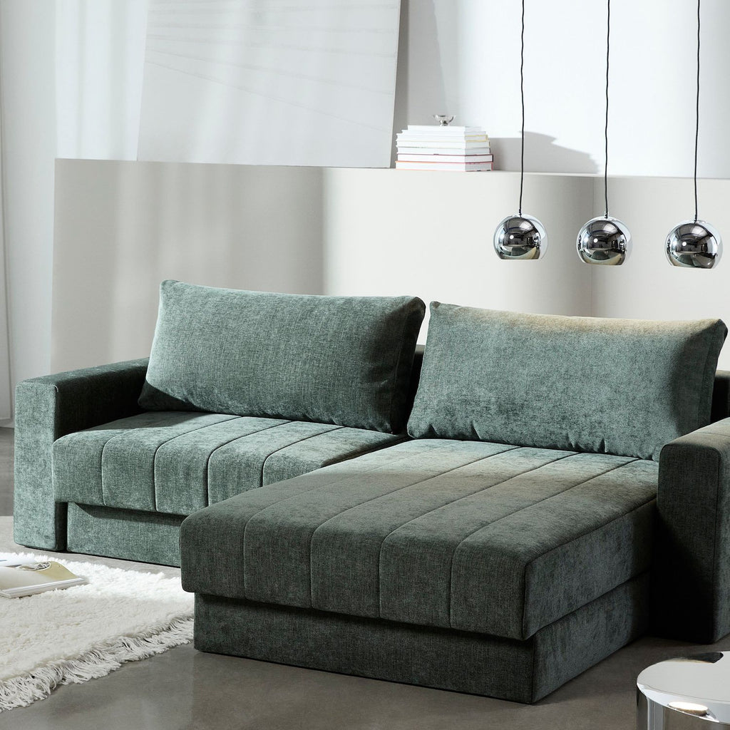 Divano letto matrimoniale con penisola e braccioli Akello Lounger Arms - 281 Avella Pine Green