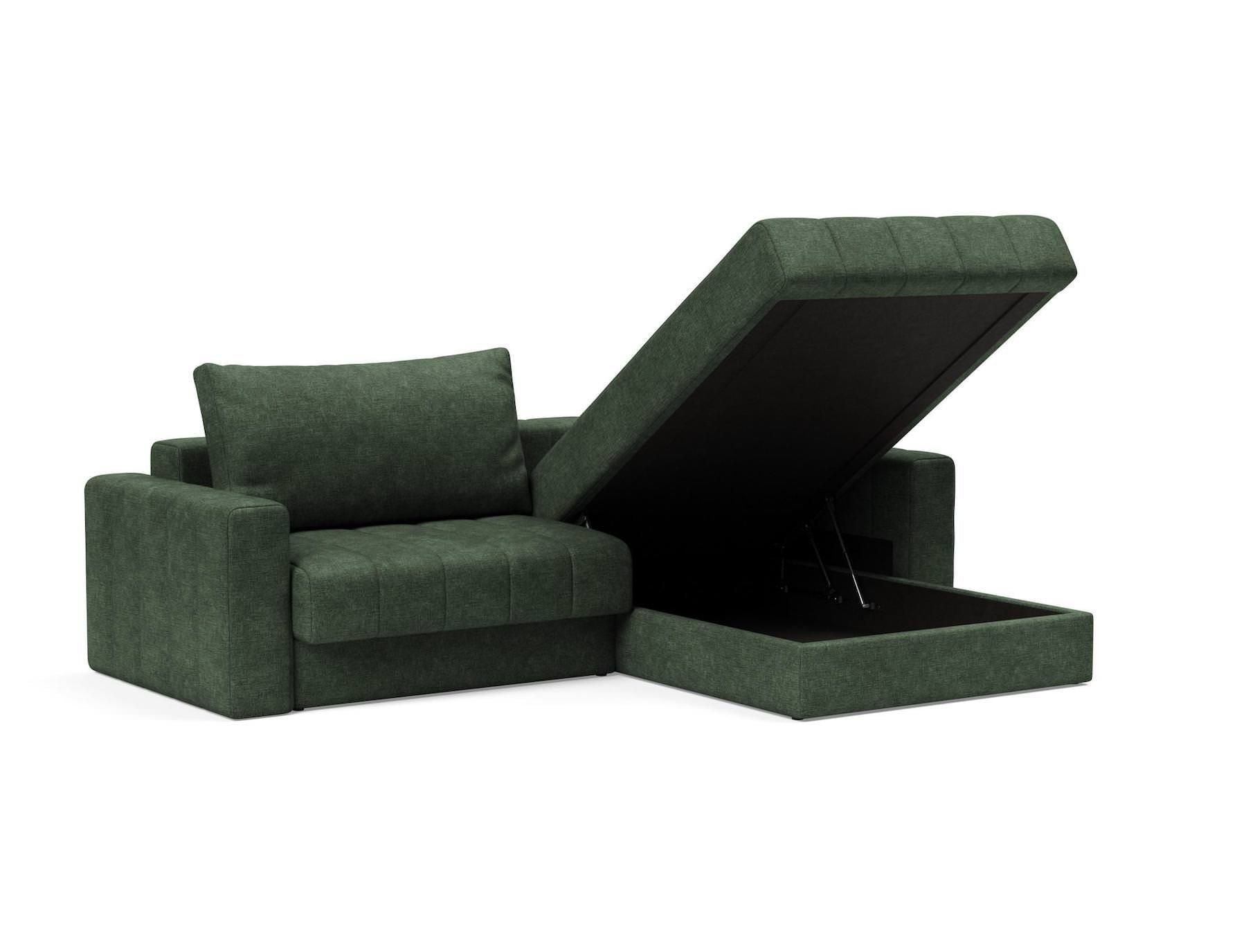 Divano letto matrimoniale con penisola e braccioli Akello Lounger Arms - 281 Avella Pine Green