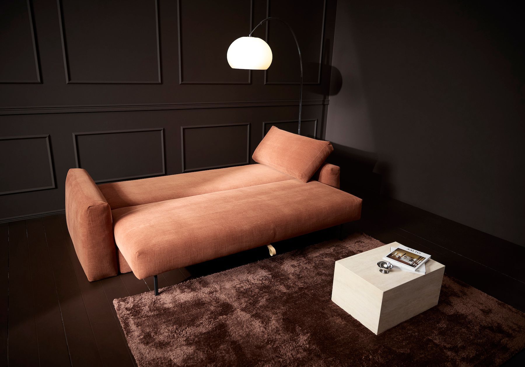 Divano letto matrimoniale con braccioli Cone - 412 Esina Rust Orange