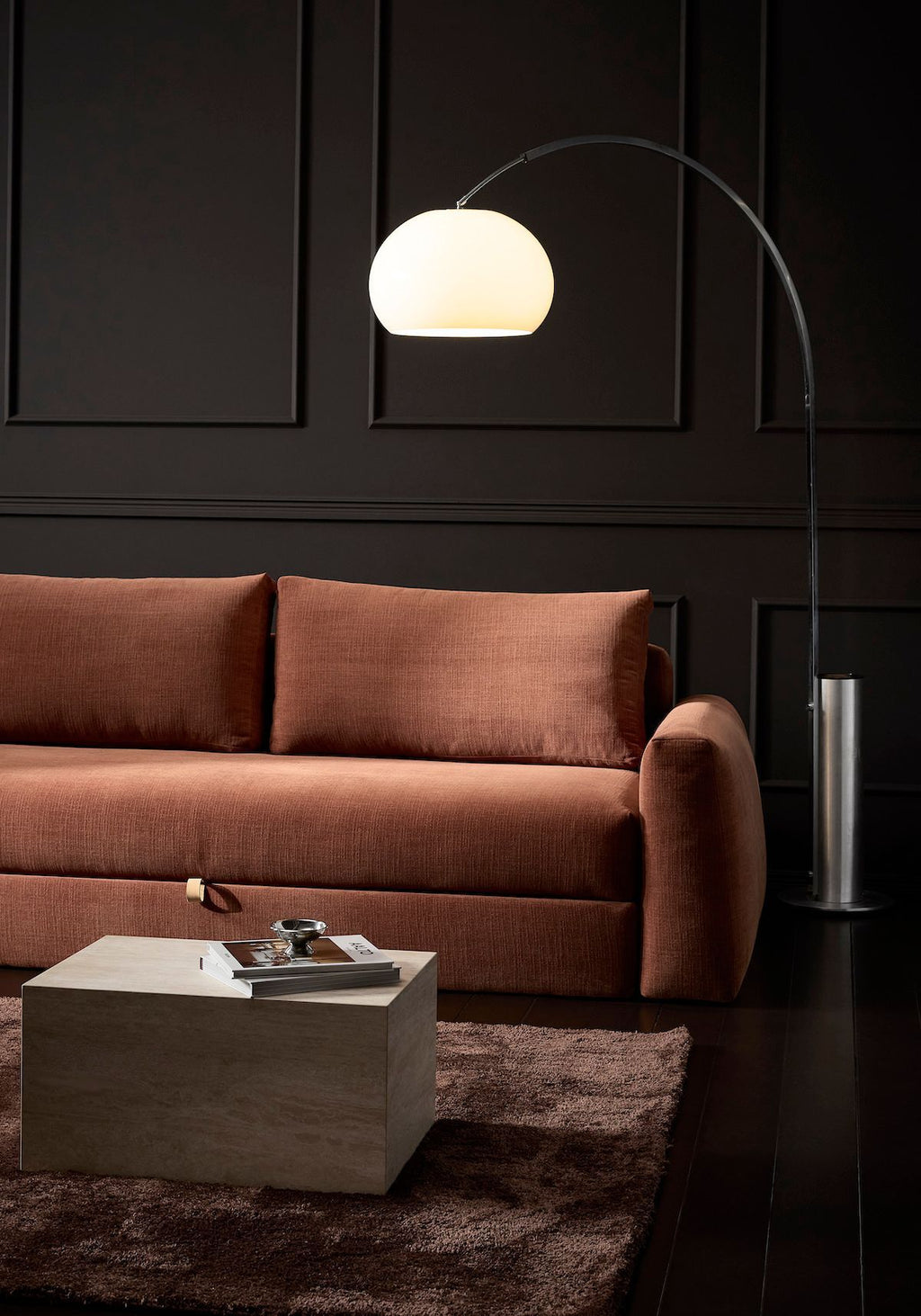 Divano letto matrimoniale con braccioli Cone - 412 Esina Rust Orange