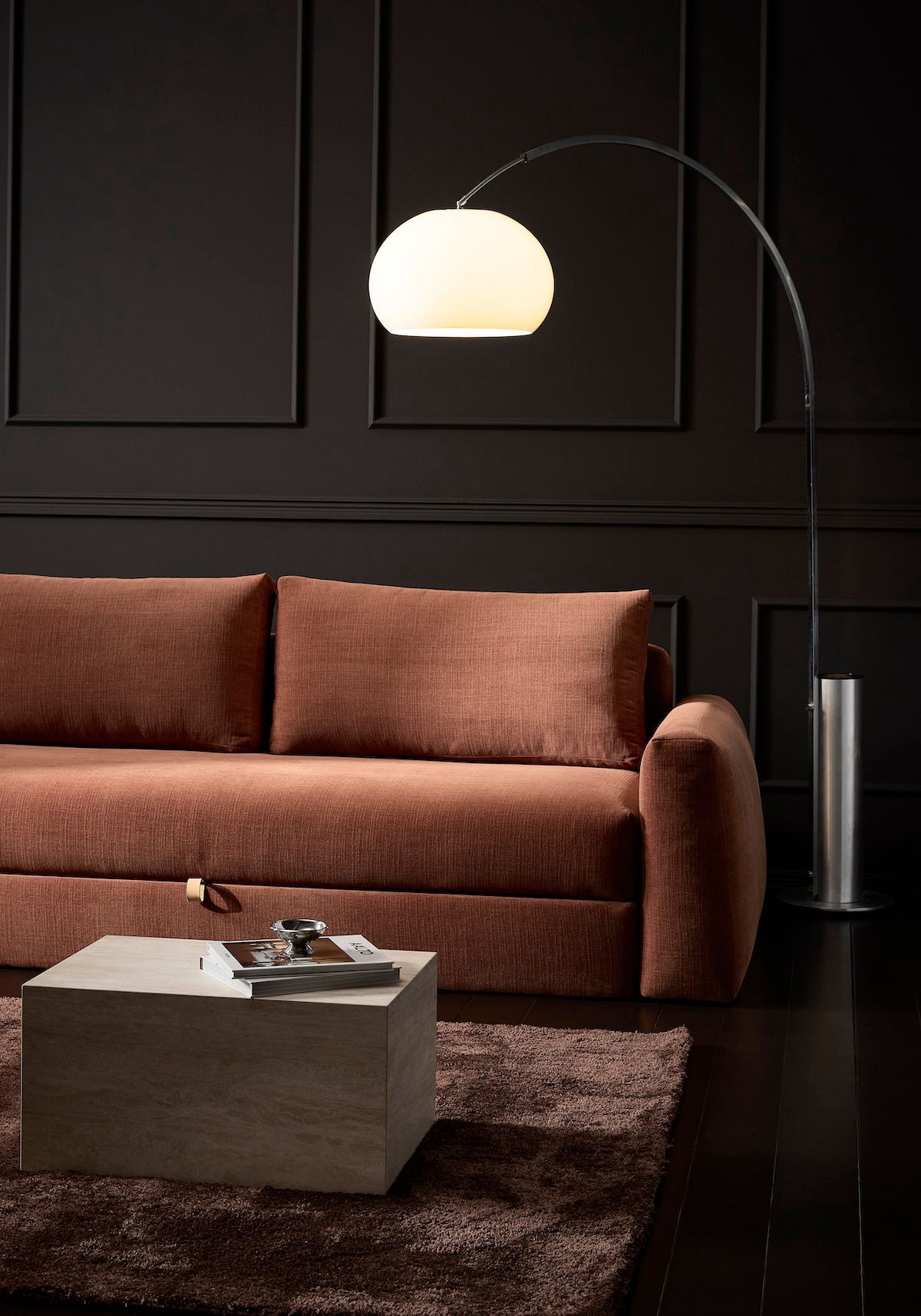 Divano letto matrimoniale con braccioli Cone - 412 Esina Rust Orange