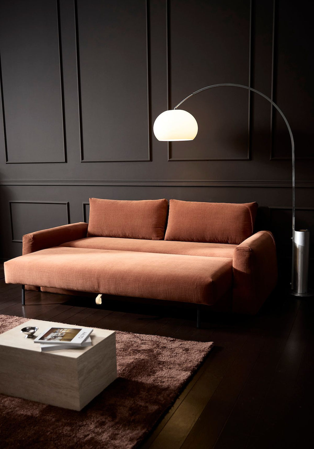 Divano letto matrimoniale con braccioli Cone - 412 Esina Rust Orange