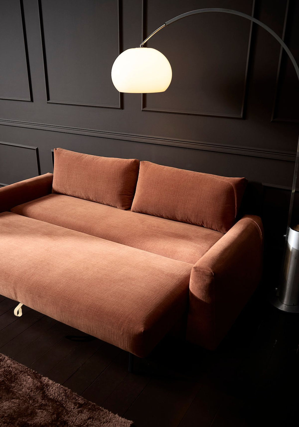 Divano letto matrimoniale con braccioli Cone - 412 Esina Rust Orange