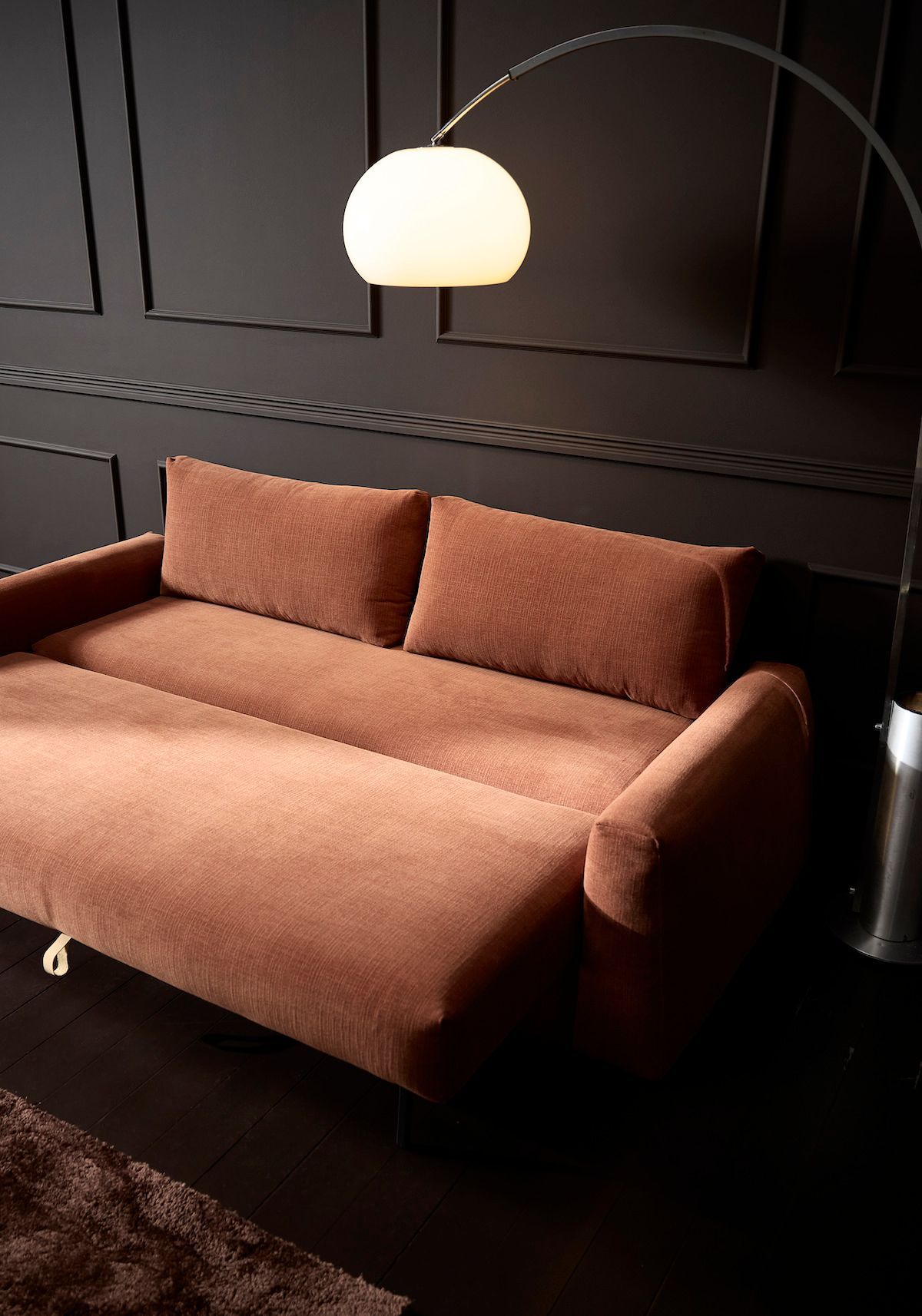 Divano letto matrimoniale con braccioli Cone - 412 Esina Rust Orange