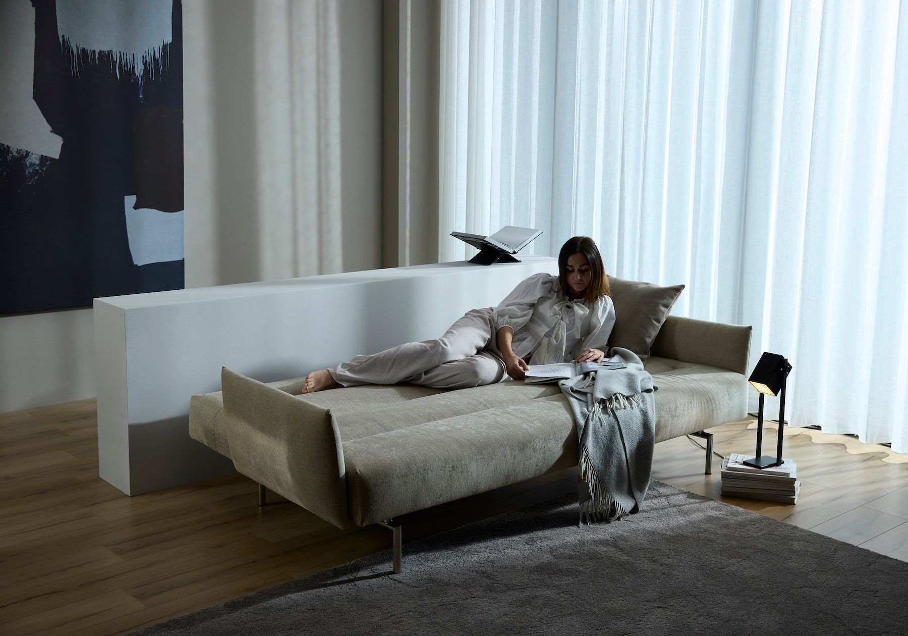 Divano letto con braccioli Jillis Arms - 280 Avella Sand