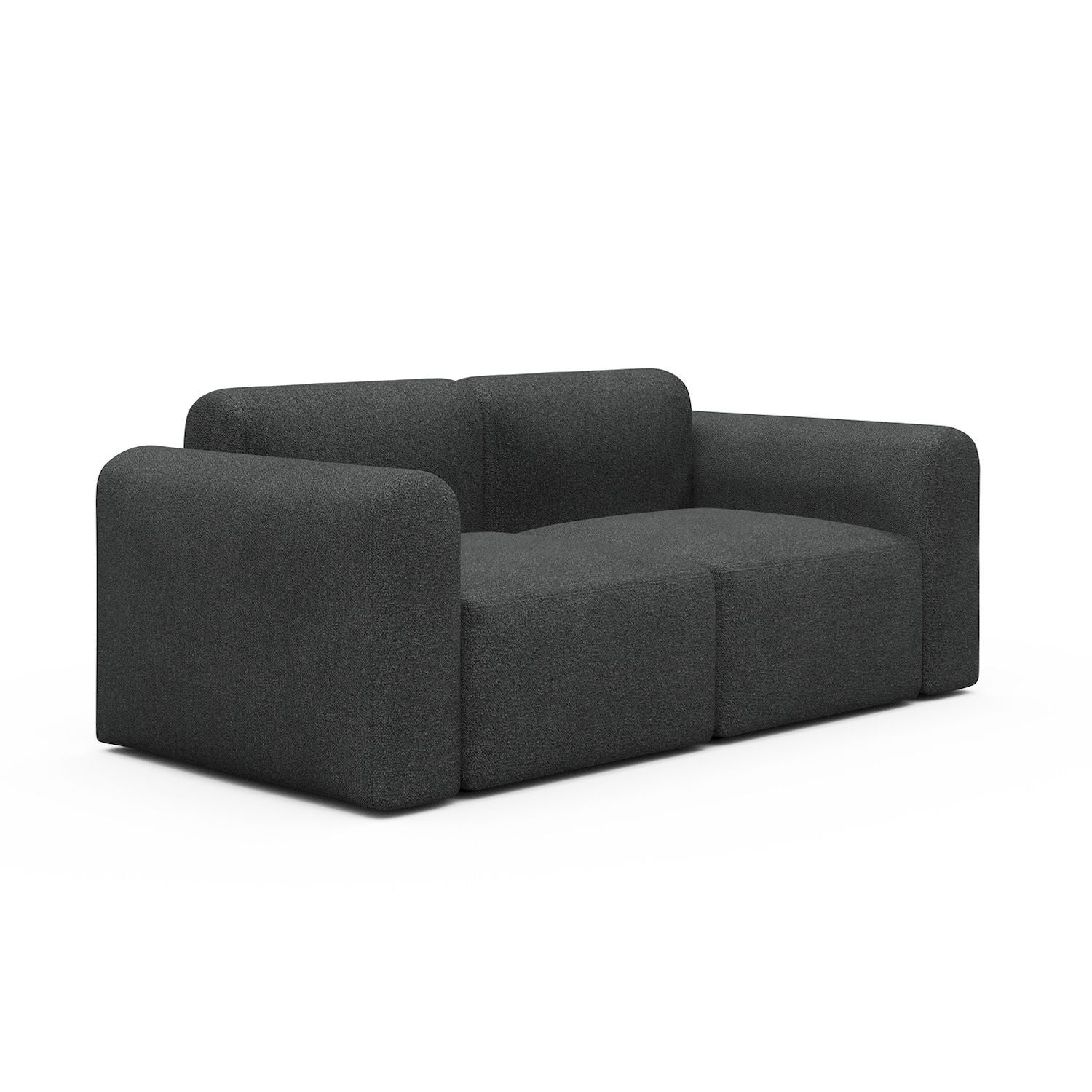 Divano a due posti con braccioli Rund - 529 Boucle Charcoal