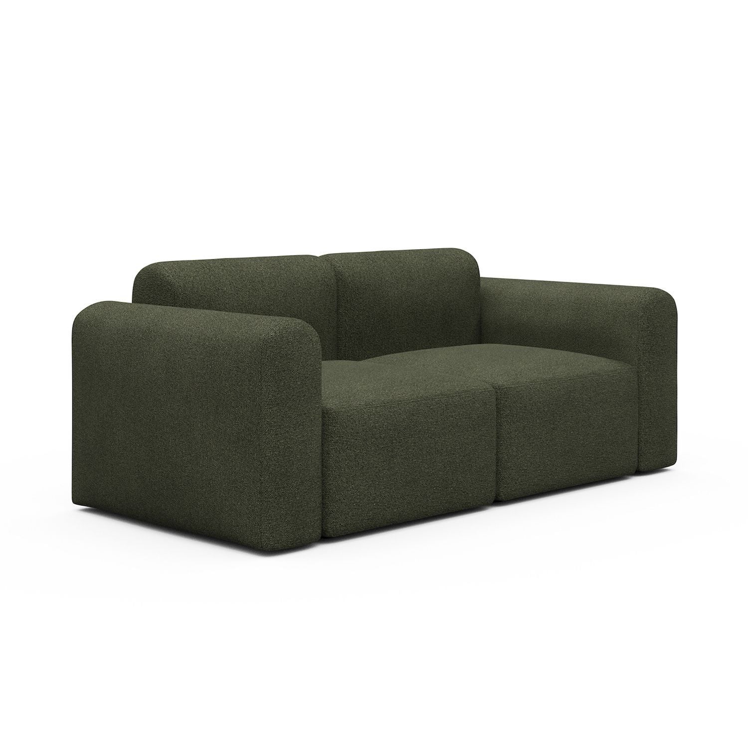 Divano a due posti con braccioli Rund - 535 Boucle Forest Green
