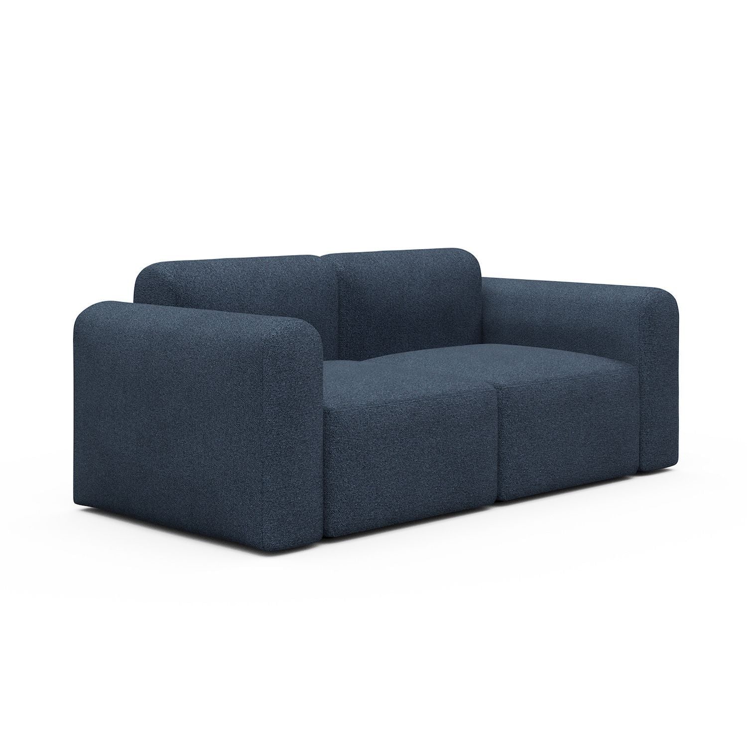 Divano a due posti con braccioli Rund - 537 Boucle Blue