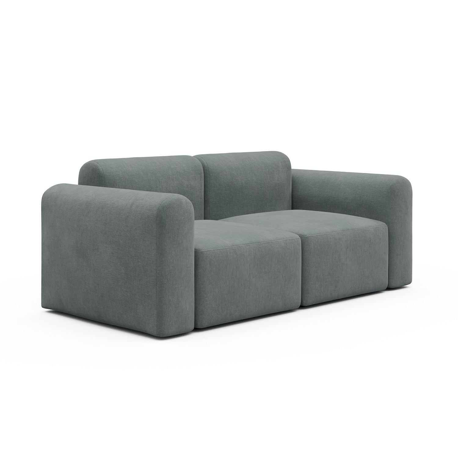 Divano a due posti con braccioli Rund - Smooth 812 Smooth Silver Grey