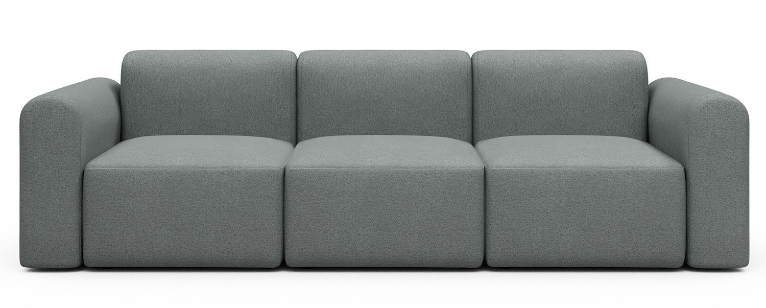 Divano a tre posti con braccioli Rund A3L - Denari 485 Soft Grey