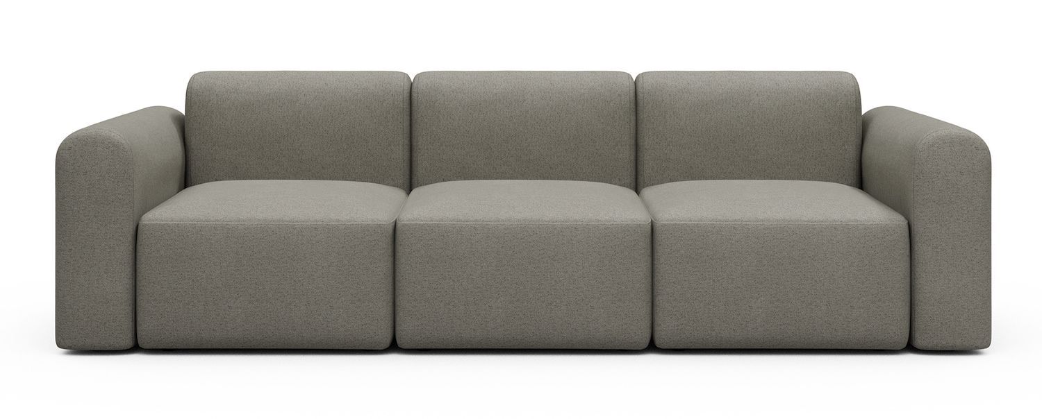 Divano a tre posti con braccioli Rund A3L - Denari 486 Warm Grey