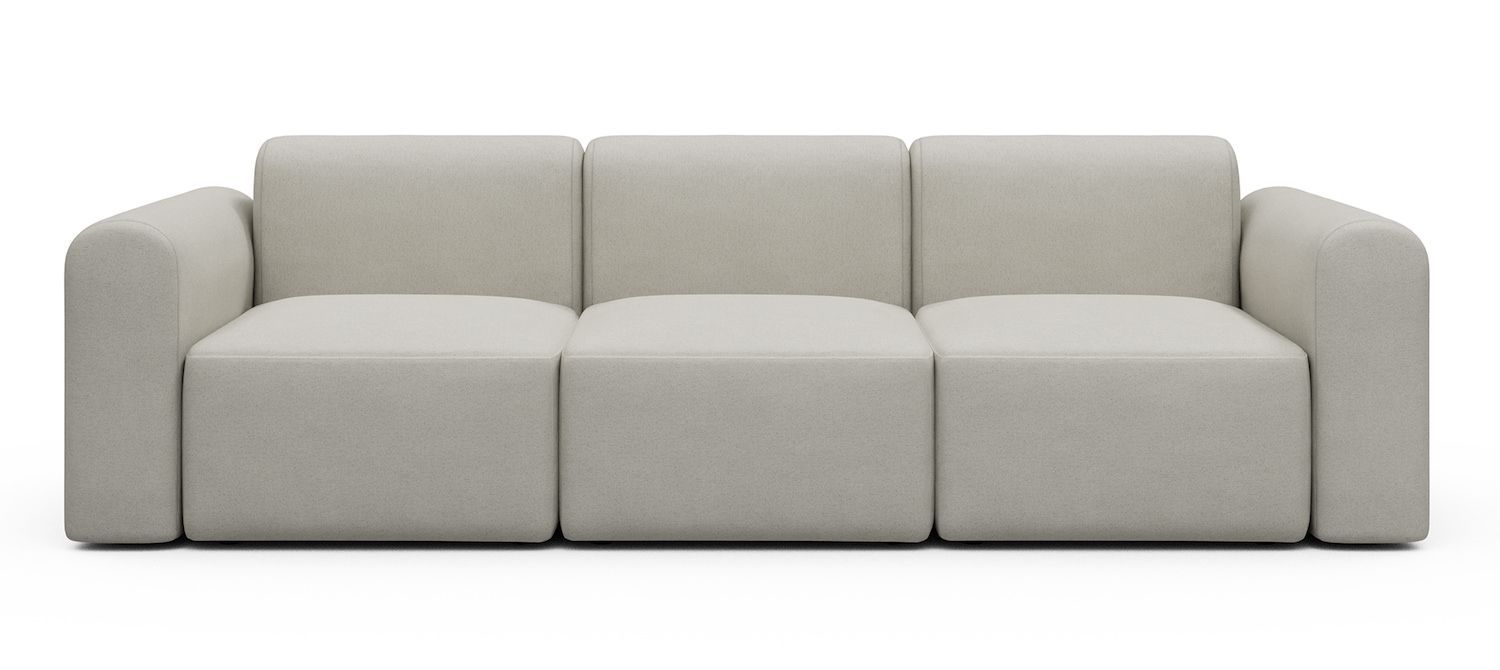 Divano a tre posti con braccioli Rund A3L - Denari 487 Clean Beige