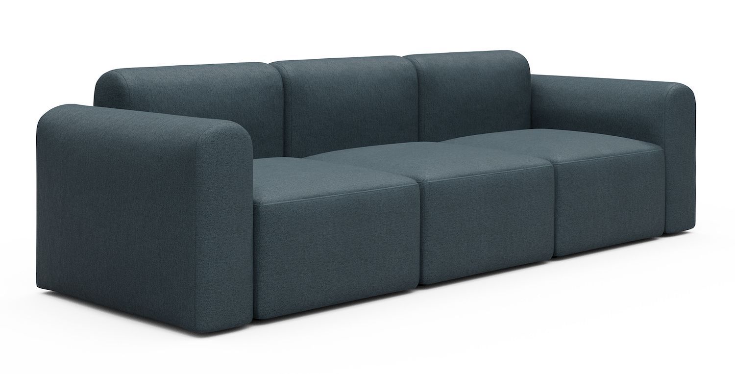 Divano a tre posti con braccioli Rund A3L - Denari 489 Royal Blue