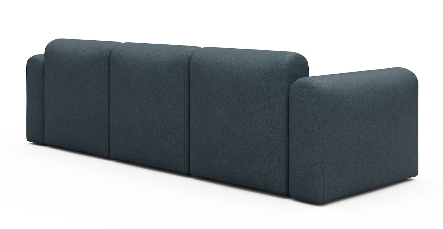 Divano a tre posti con braccioli Rund A3L - Denari 489 Royal Blue