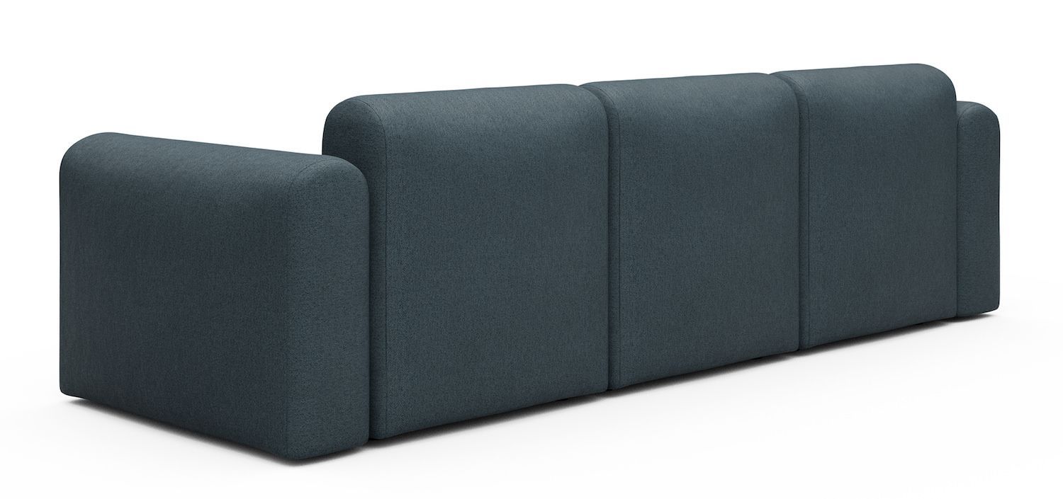 Divano a tre posti con braccioli Rund A3L - Denari 489 Royal Blue