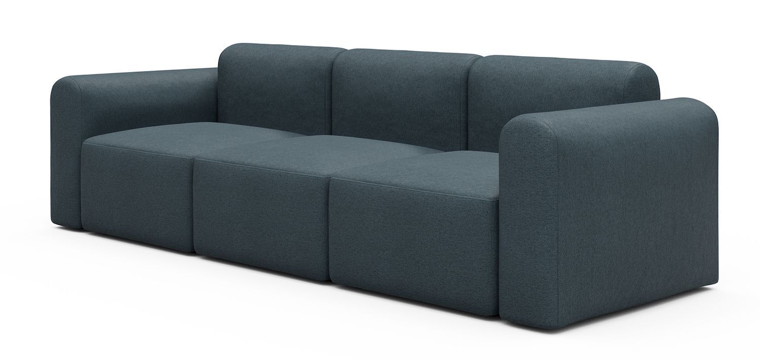 Divano a tre posti con braccioli Rund A3L - Denari 489 Royal Blue