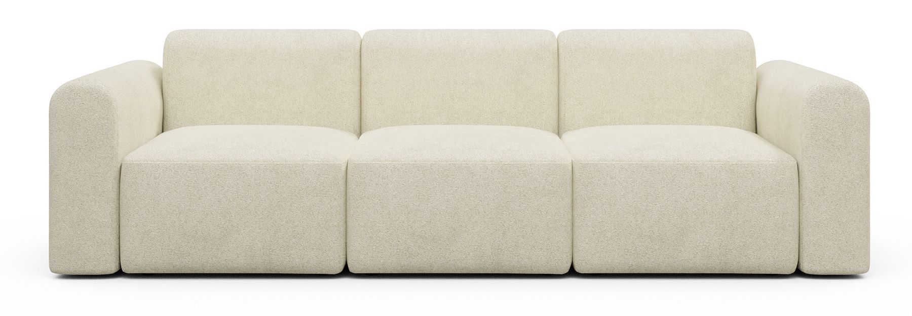 Divano a tre posti con braccioli Rund A3L - Bouclé 531 Off White