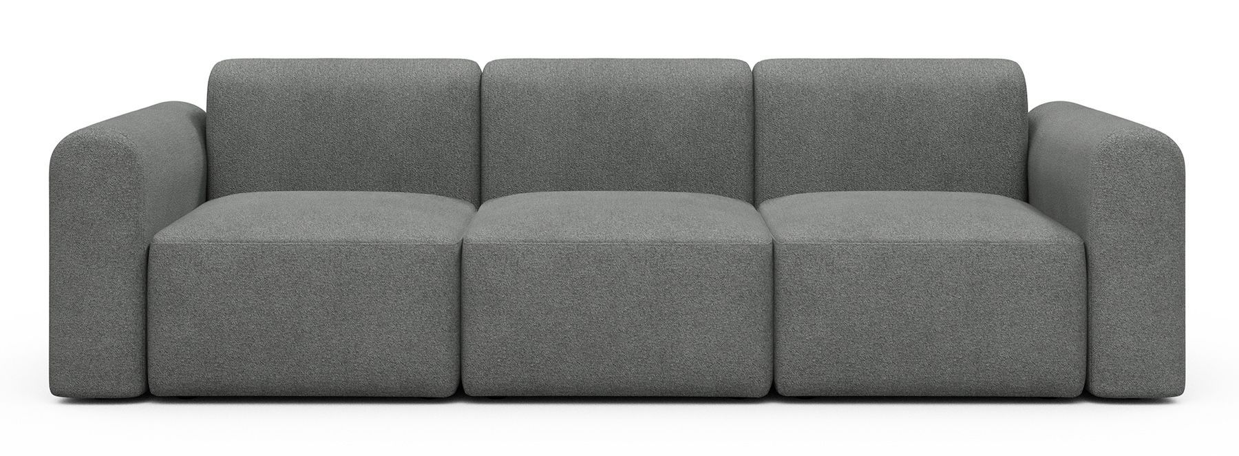 Divano a tre posti con braccioli Rund A3L - Bouclé 533 Ash Grey