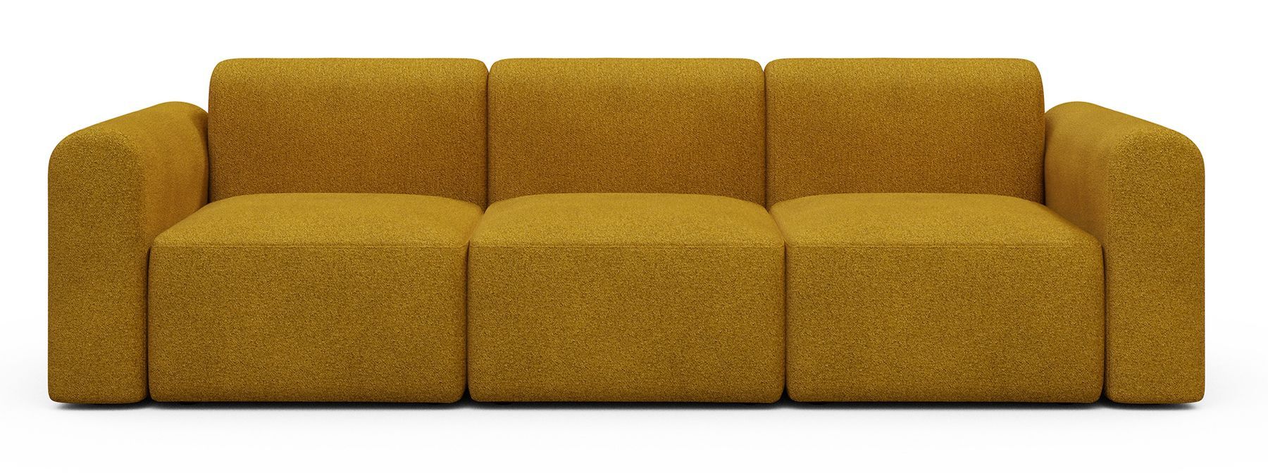 Divano a tre posti con braccioli Rund A3L - Bouclé 536 Ochre