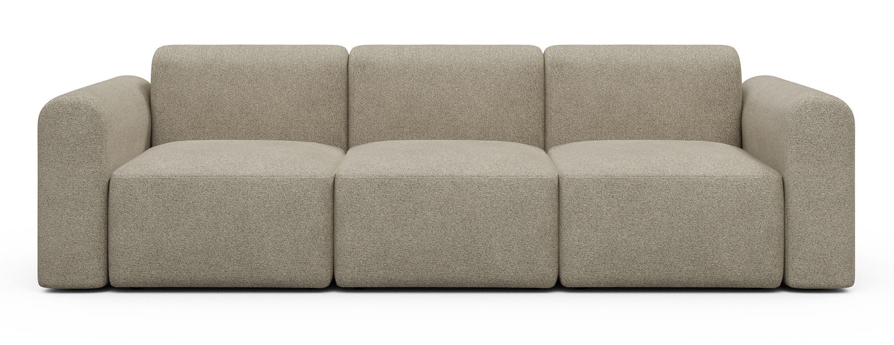 Divano a tre posti con braccioli Rund A3L - Bouclé 539 Beige