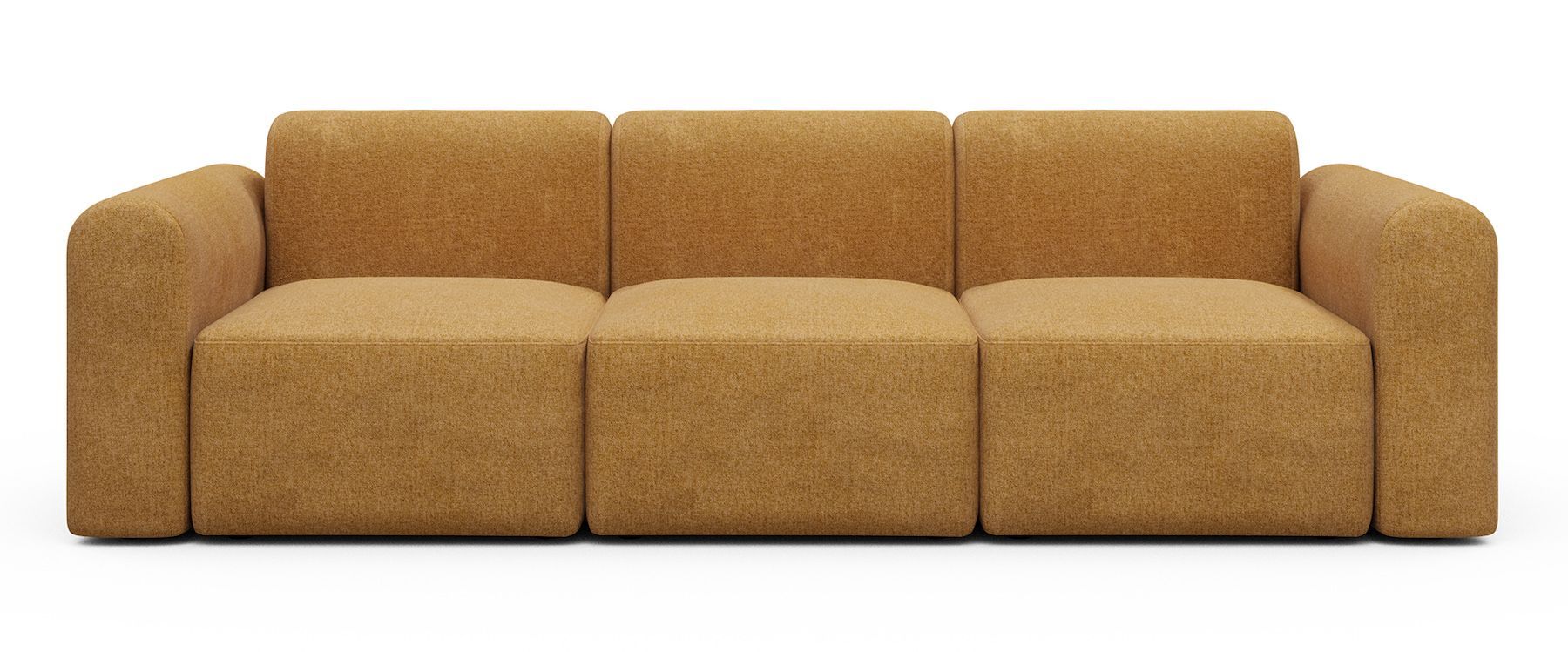 Divano a tre posti con braccioli Rund A3L - Casone 497 Warm Yellow