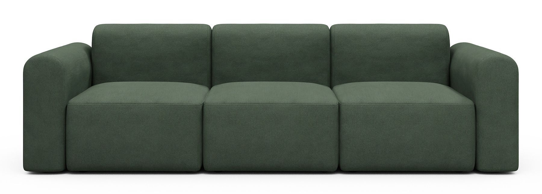 Divano a tre posti con braccioli Rund A3L - Cura 769 Saga Green