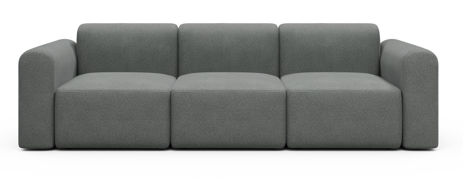 Divano a tre posti con braccioli Rund A3L - Satya 440 Steel Grey
