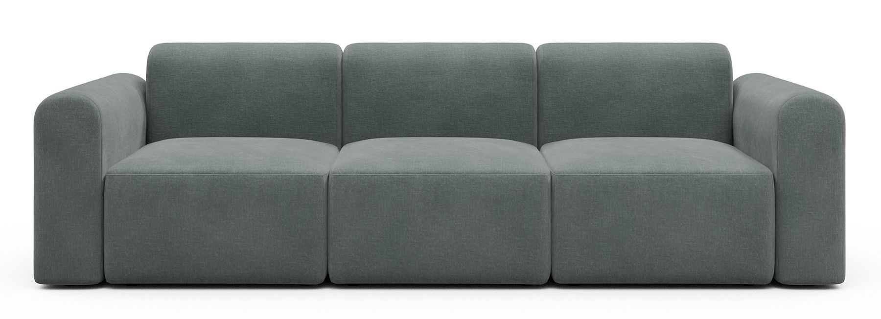 Divano a tre posti con braccioli Rund A3L - Smooth 812 Smooth Silver Grey