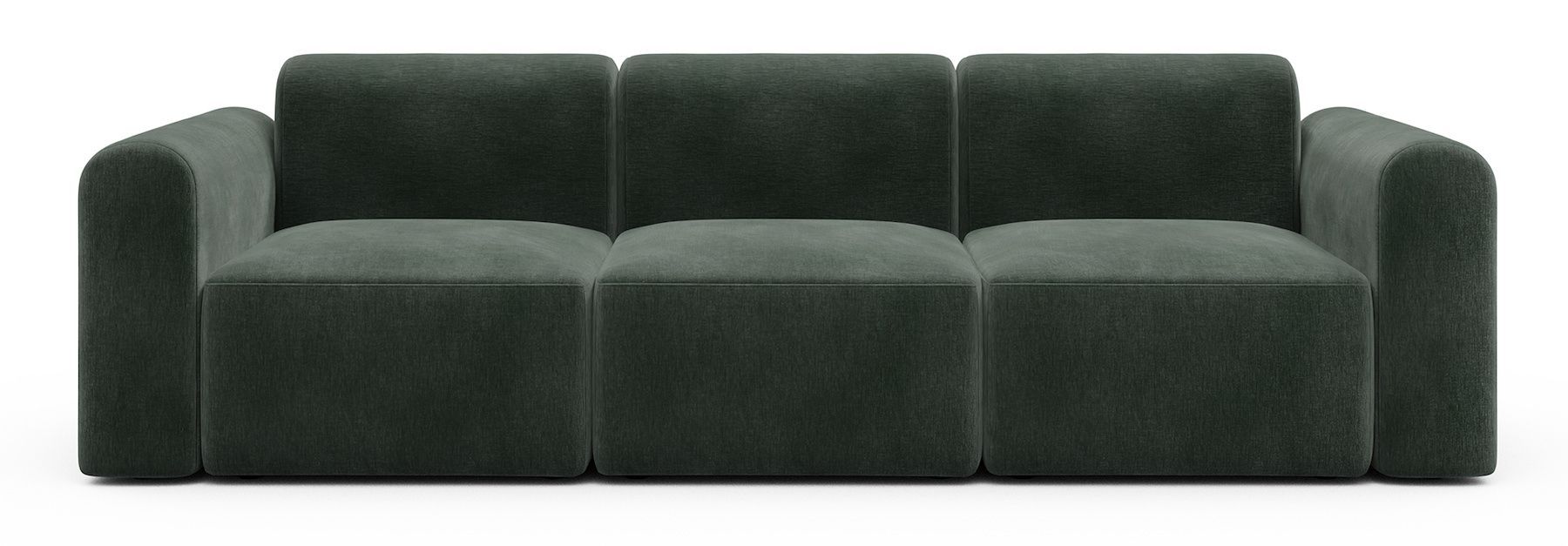 Divano a tre posti con braccioli Rund A3L - Smooth 814 Laural Green