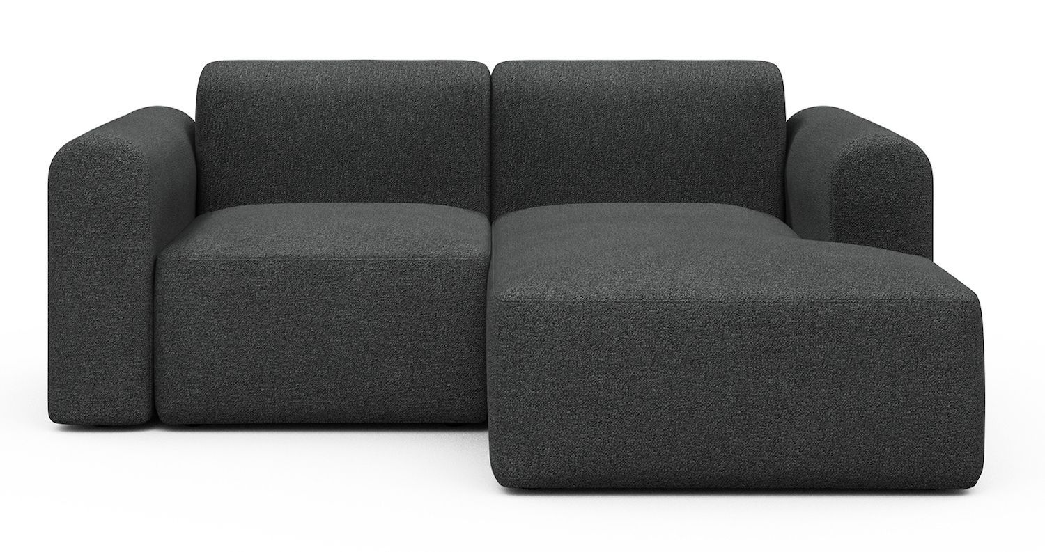 Divano 2 posti con penisola Rund C2L - Bouclé 529 Charcoal