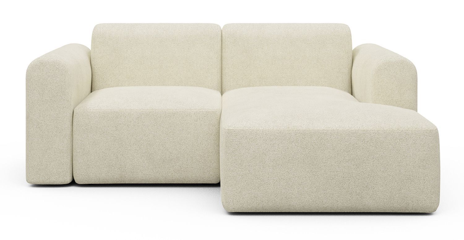 Divano 2 posti con penisola Rund C2L - Bouclé 531 Off White