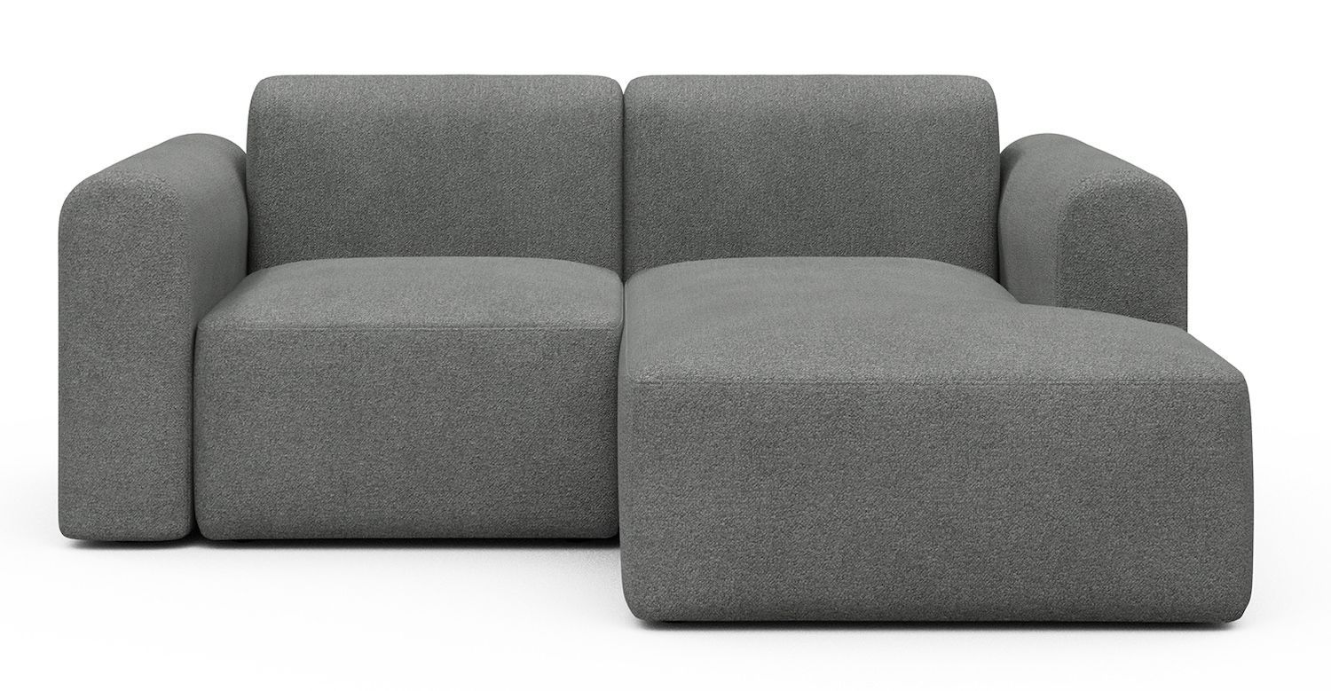 Divano 2 posti con penisola Rund C2L - Bouclé 533 Ash Grey