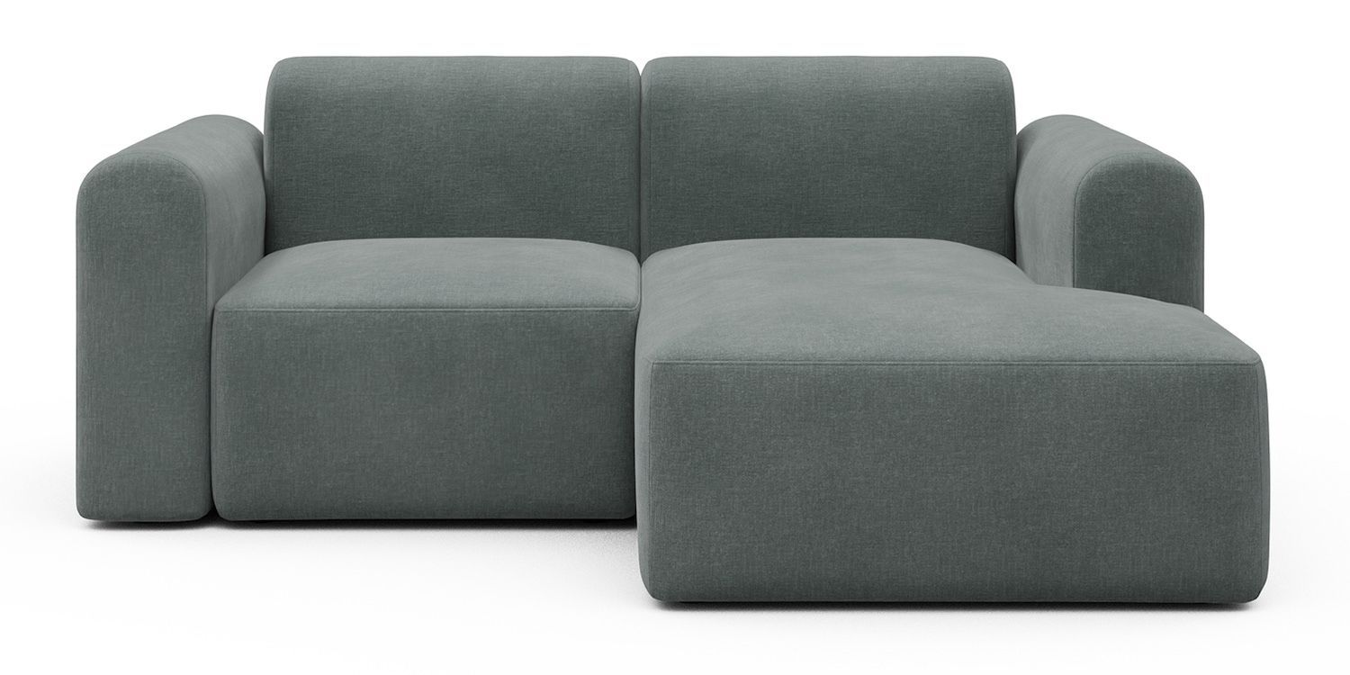 Divano 2 posti con penisola Rund C2L - Smooth 812 Smooth Silver Grey