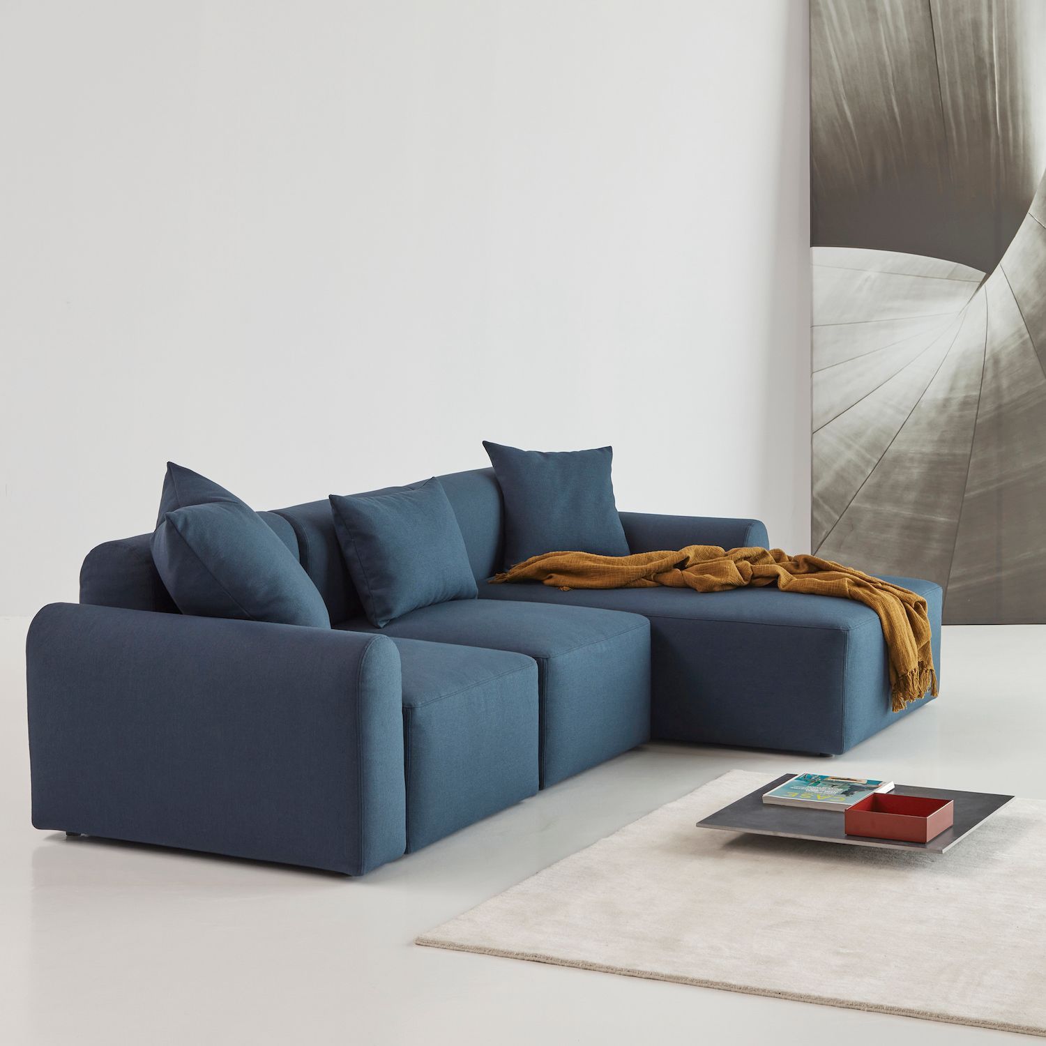 Divano con penisola Rund C4L - Argus 580 Navy Blue