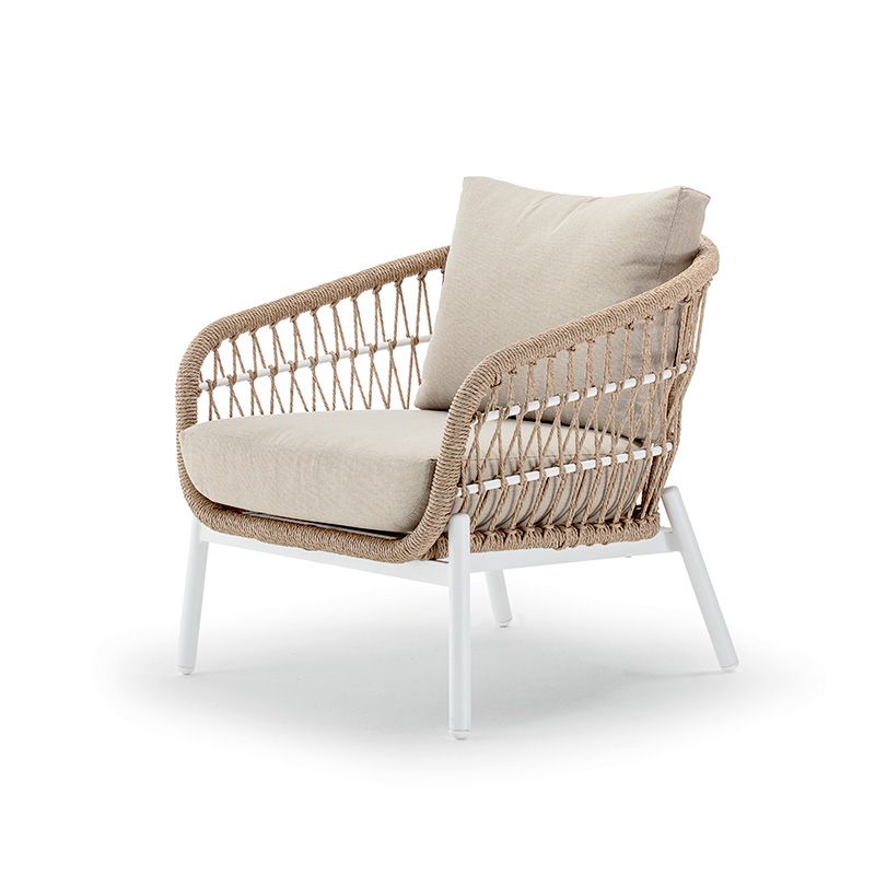 Salotto da giardino in alluminio e corda Elba